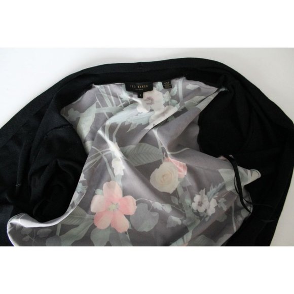 Ted Baker Memie Secret Trellis-Print Cardigan Sweater Black Size TED 1/ US 4 - Picture 6 of 8